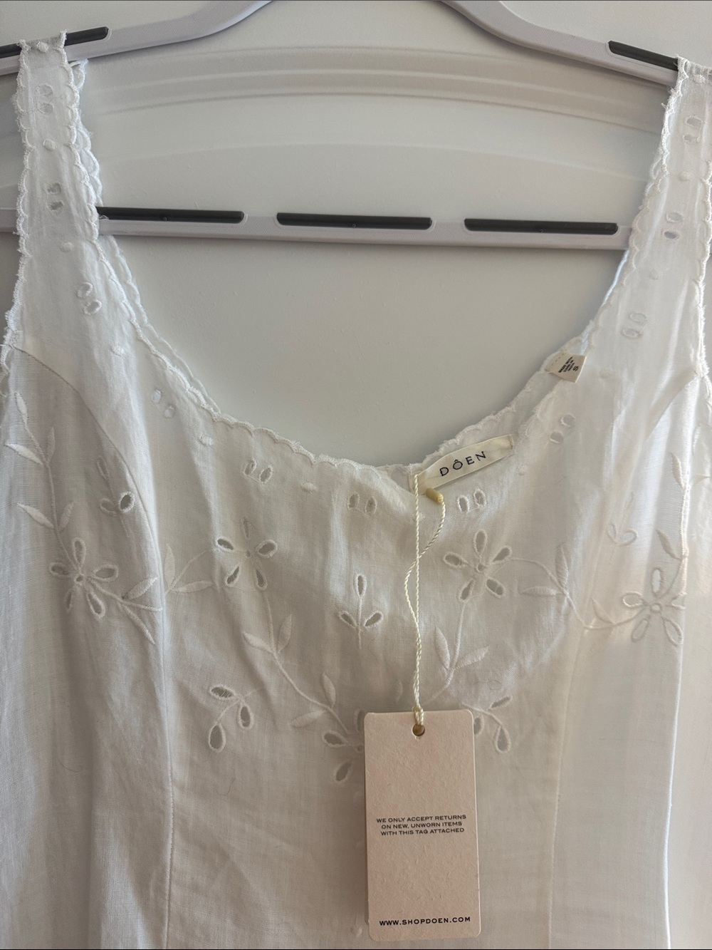 NWT Doen Abella Dress in Salt // White Embroidered Sleeveless Midi Dress - Picture 9 of 9